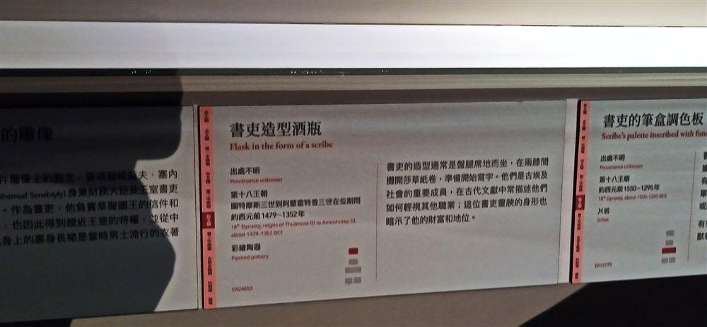 書吏造型酒瓶說明牌(豐腴的身形暗示書吏的財富與地位)。